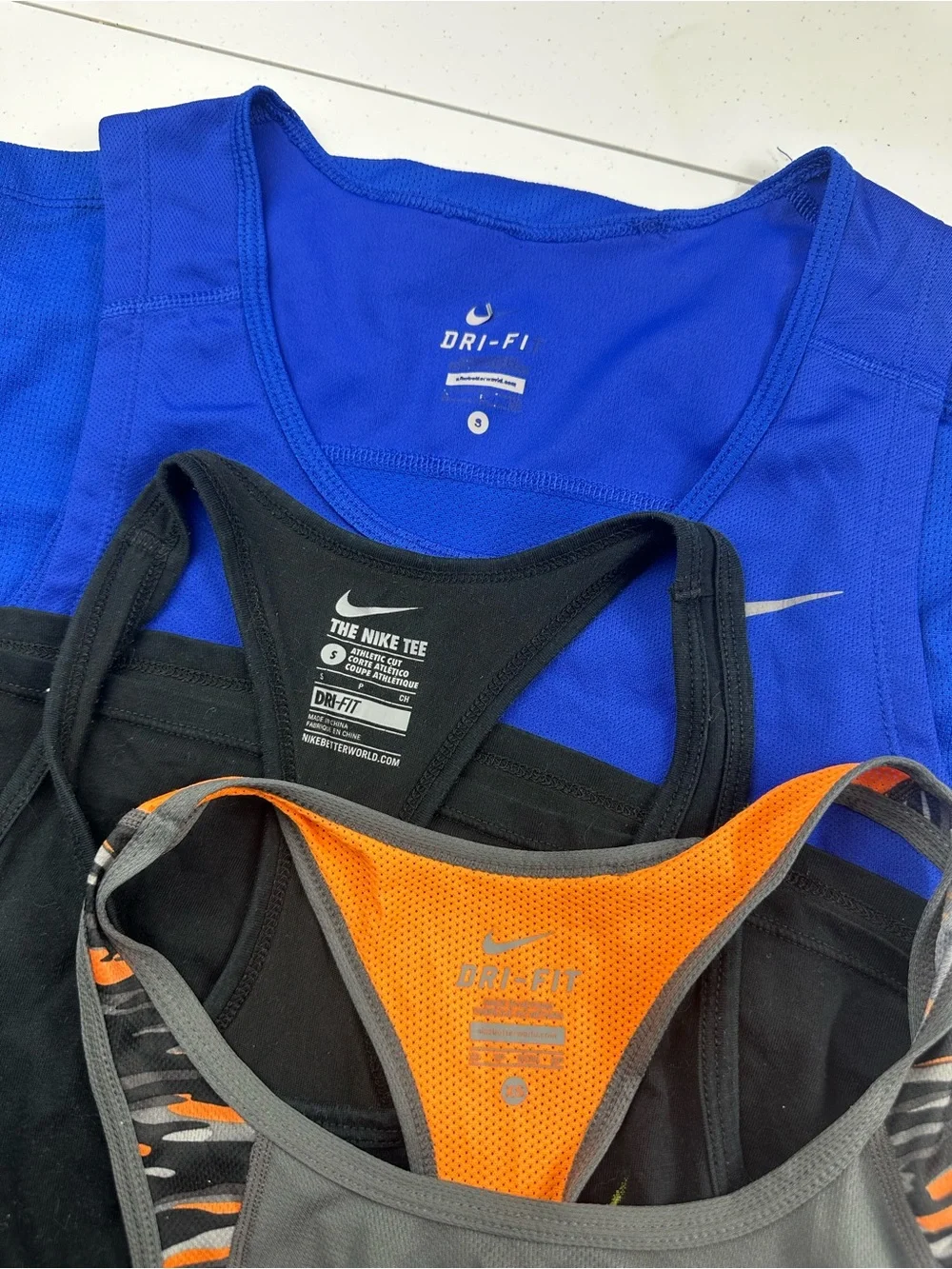 Nike Women’s Tank Top Trio - Black Teal/Yellow, Gray Orange, Royal Blue